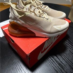 Nike Air Max 270 Light Tan and White Sneakers
